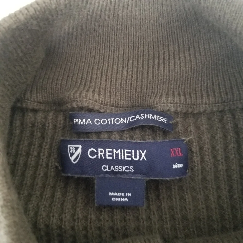 Cremieux Classics Pima Cotton/Cashmere Blend Long Sleeve Ribbed Sweater XXL